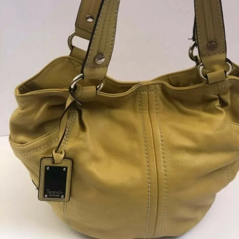Tignanello Handbag Genuine Leather yellow Satchel